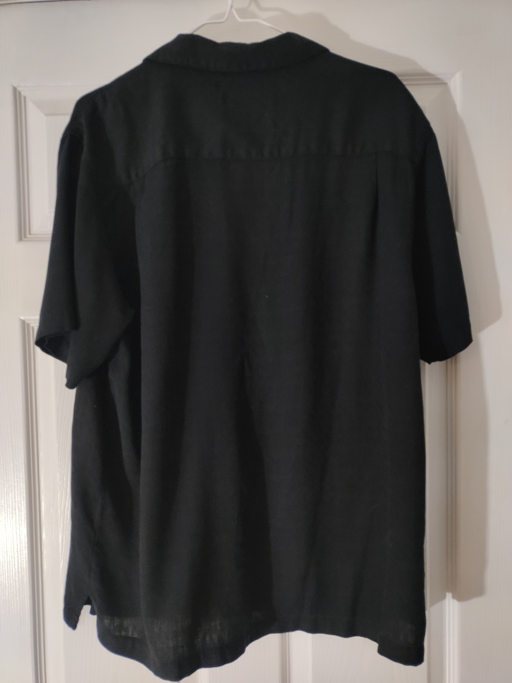 Men's Black Washable Silk Short-Sleeve Button-Up Shirt - Picture 3 of 5